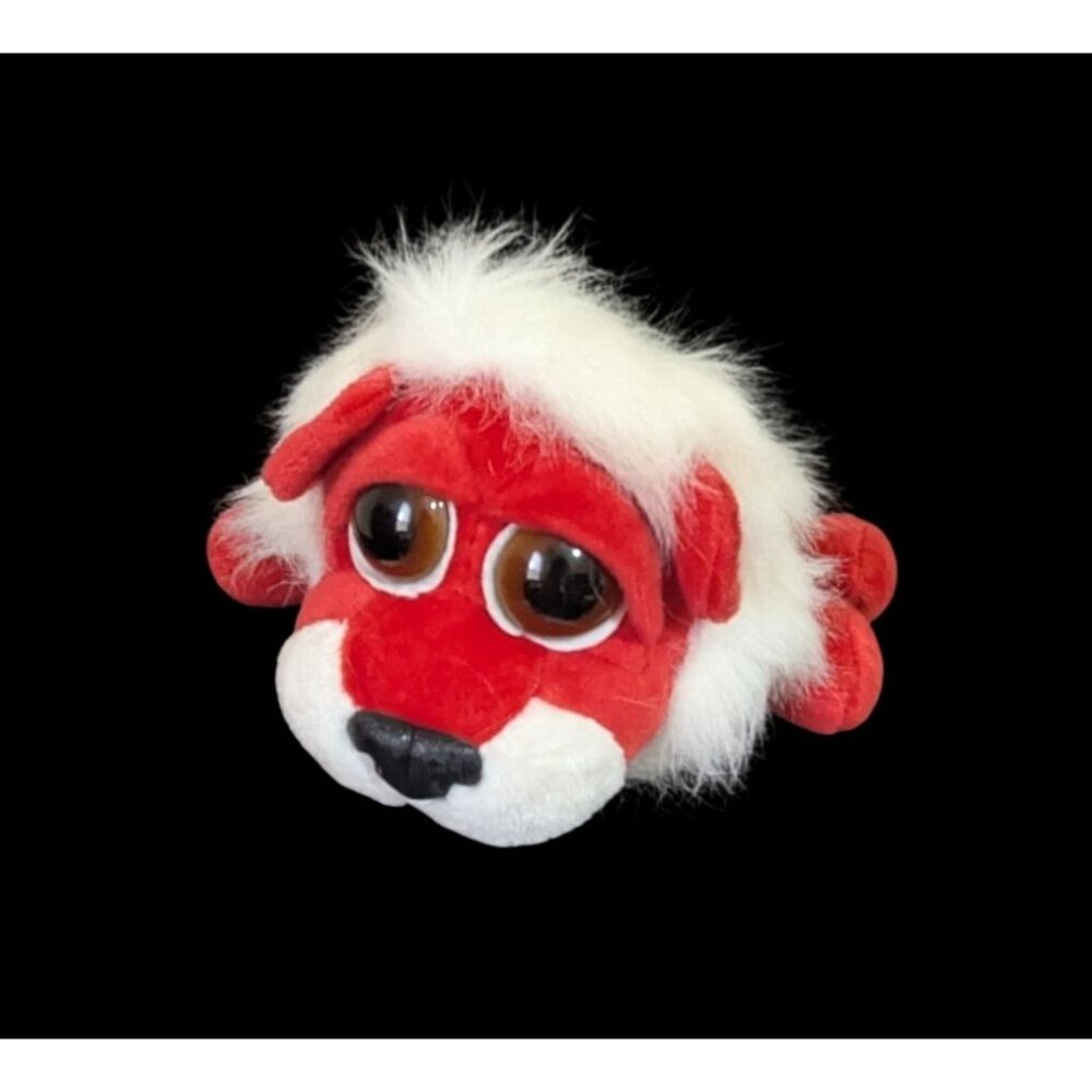 Vtg 1990s Russ Berrie Barker Red Puppy Dog Plush stuffed animal White Mane 38086